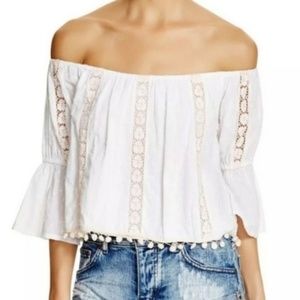 Tularosa Alexa Lace Off-Shoulder Crop Top Size Xs